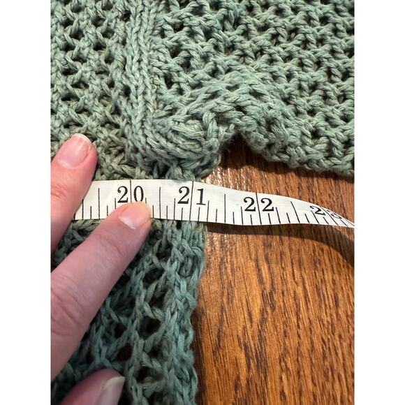 Star Women's Open Knit Pullover Sweater Green Size Large – Cozy & Cute Crochet - Picture 5 of 7